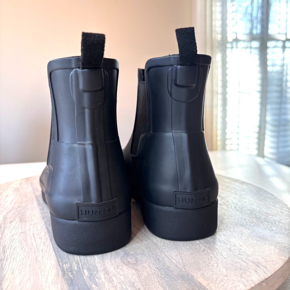 Hunter Original Chelsea Rain Boots Black Waterproof Ankle Women's Size 8 Matte - Picture 6 of 11